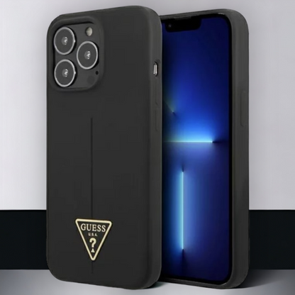 Ovitek Guess "Logo Silicone Triangle" za iPhone 13/13 Pro - črna (GUHCP13LSLTGK) – Črna / TPU silikon