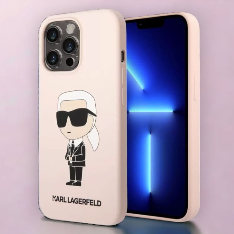 Ovitek Karl Lagerfeld "Icon - silicone pink" za iPhone 13 Pro Max/12 Pro Max (KLHCP13XSNIKBCP) – Svetlo roza / TPU silik