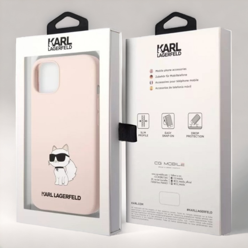 Ovitek Karl Lagerfeld "Choupette - silicon pink" za iPhone 13 Pro (KLHCP13LSNCHBCP)