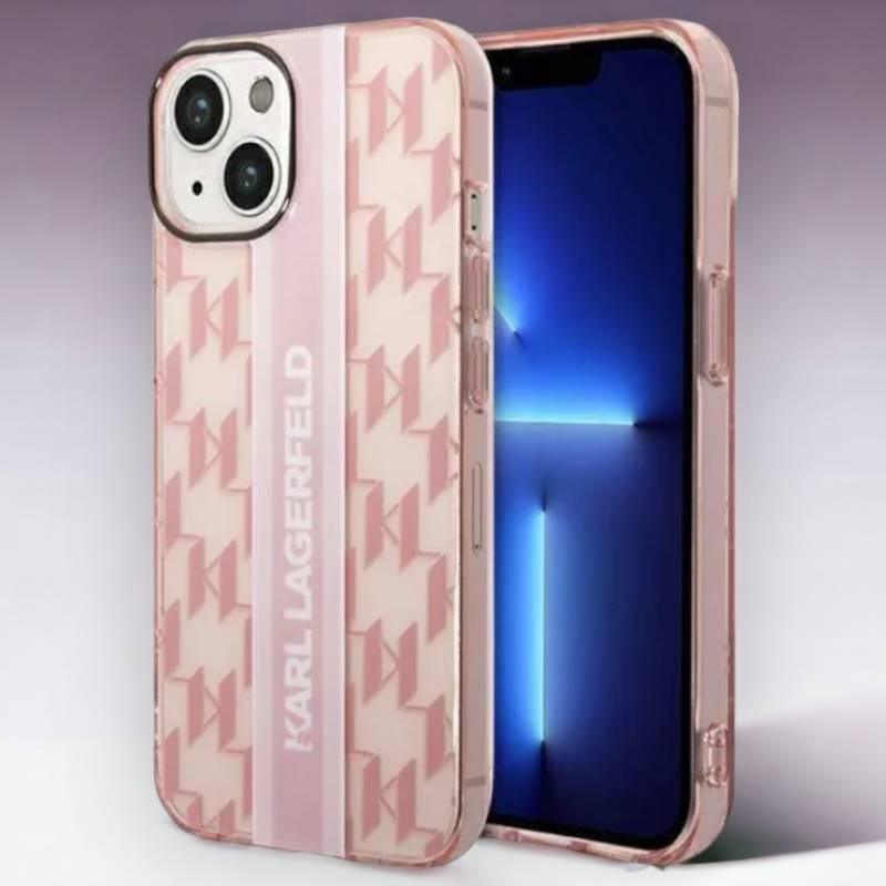 Ovitek Karl Lagerfeld " Monogram Vertical Strap - pink" za iPhone 14 Plus/15 Plus (KLHCP14MHKLSPCP) – Svetlo roza / TPU 