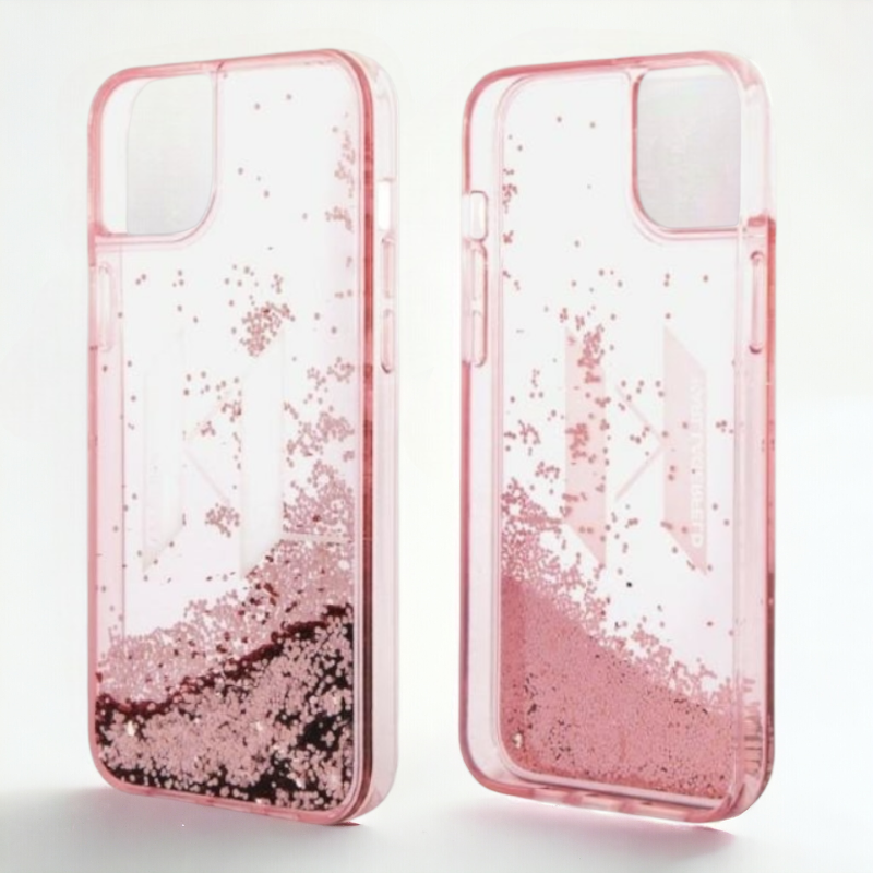 Ovitek Karl Lagerfeld "Liquid Glitter Big KL Logo - pink" za iPhone 14 Plus/15 Plus (KLHCP14MLBKLCP)