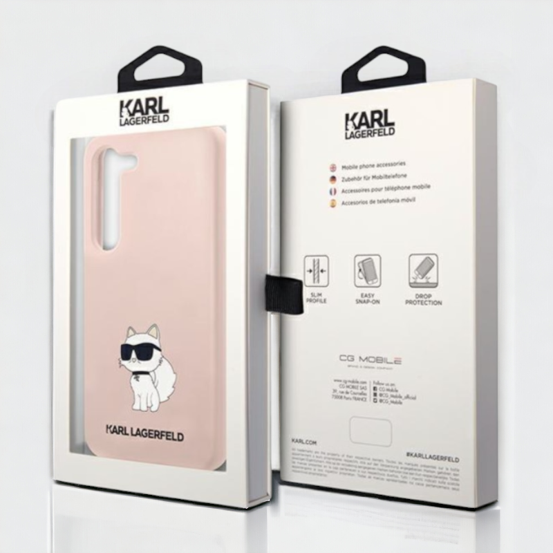 Ovitek Karl Lagerfeld "Choupette - silicon pink" za Samsung Galaxy S23 (KLHCS23SSNCHBCP)