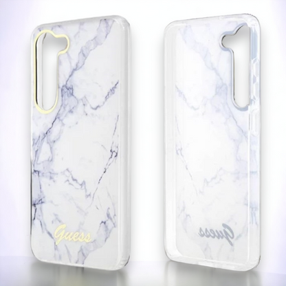 Ovitek Guess "White marble" za Samsung Galaxy S23 (GUHCS23SPCUMAH)