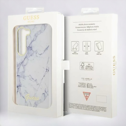 Ovitek Guess "White marble" za Samsung Galaxy S23 Plus (GUHCS23MPCUMAH)