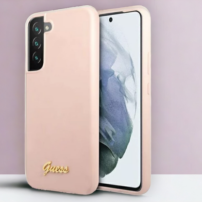 Ovitek Guess "pink - Metal Logo" za Samsung Galaxy S23 Plus (GUHCS23MLSLMGPP) – Svetlo roza / TPU silikon