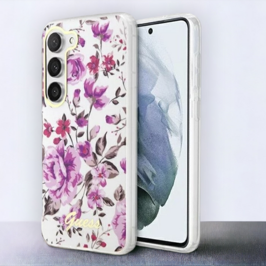 Ovitek Guess "Flower Collection - transparent" za Samsung Galaxy S23 Plus (GUHCS23MHCFWST) – Prozorna / PC + TPU silikon