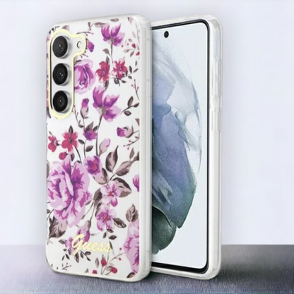 Ovitek Guess "Flower Collection - transparent" za Samsung Galaxy S23 (GUHCS23SHCFWST) – Prozorna / PC + TPU silikon