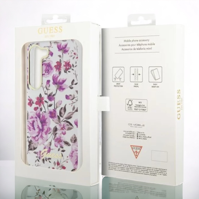 Ovitek Guess "Flower Collection - transparent" za Samsung Galaxy S23 (GUHCS23SHCFWST)