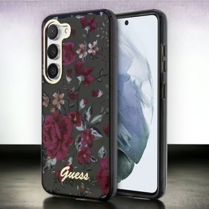 Ovitek Guess "Flower Collection - kaki" za Samsung Galaxy S23 Plus (GUHCS23MHCFWSA) – Črna / PC + TPU silikon