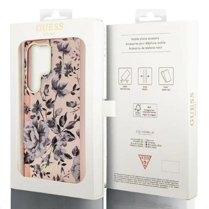 Ovitek Guess "Flower Collection - pink" za Samsung Galaxy S23 Ultra (GUHCS23LHCFWSP)