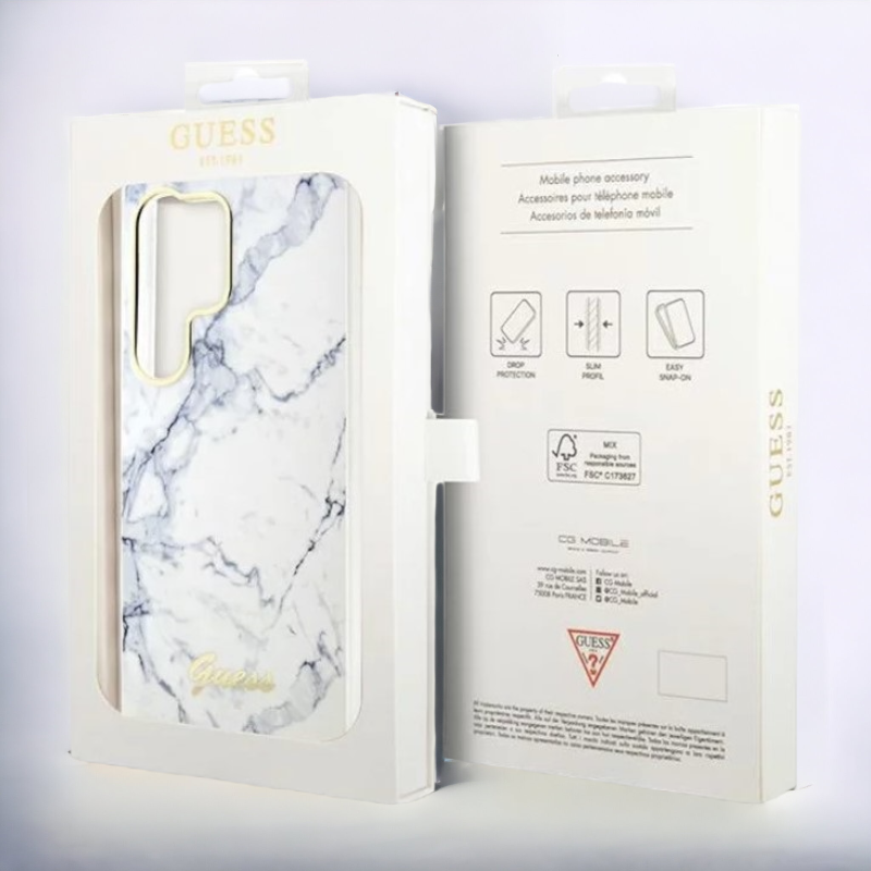 Ovitek Guess "White marble" za Samsung Galaxy S23 Ultra (GUHCS23LPCUMAH)