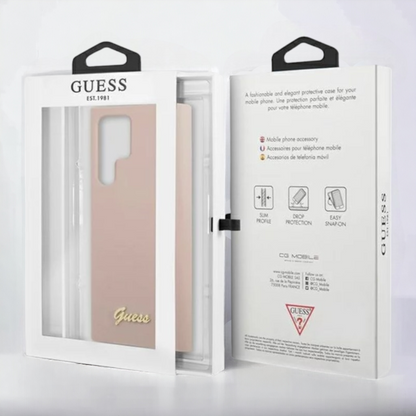 Ovitek Guess "pink - Metal Logo" za Samsung Galaxy S23 Ultra (GUHCS23LLSLMGPP)
