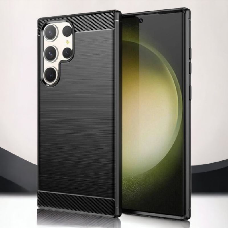 Silikonski ovitek "carbon" za Samsung Galaxy S23 Ultra - Črna – Techsuit – Črna / TPU silikon