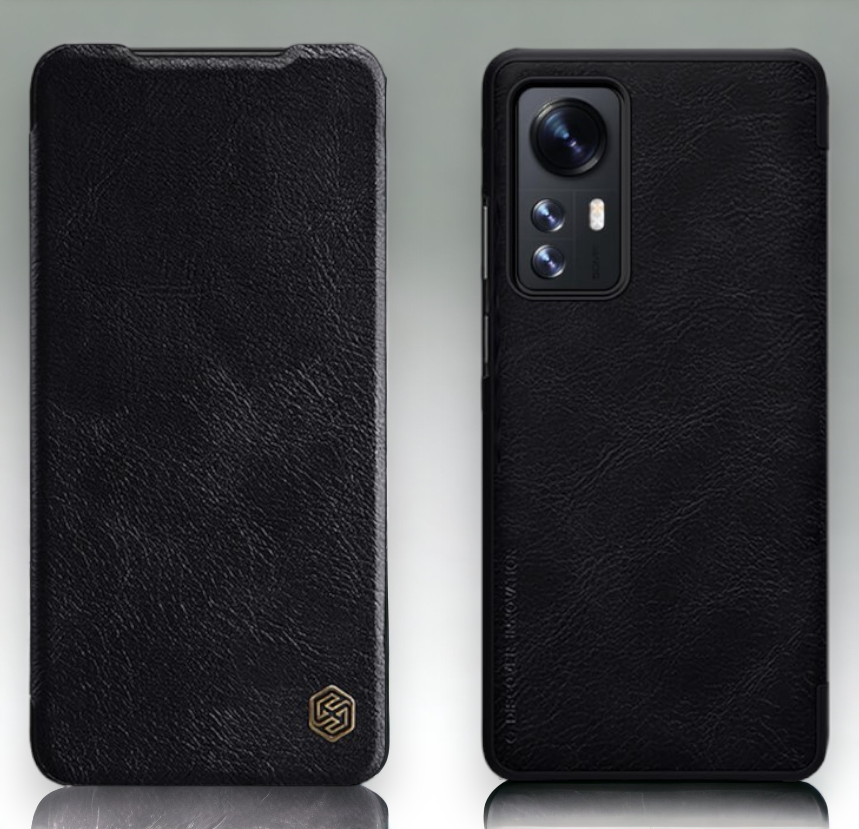Usnjena preklopna torbica "QIN" za Xiaomi Mi 12 - črna – Nillkin