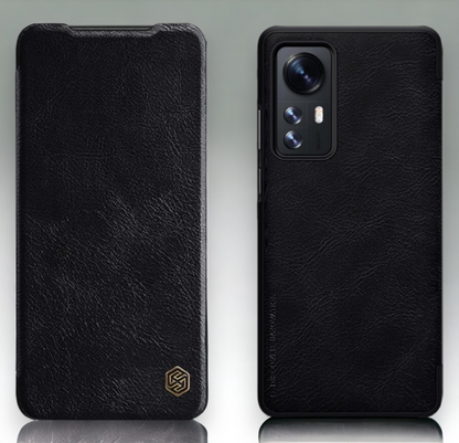 Usnjena preklopna torbica "QIN" za Xiaomi Mi 12x - črna – Nillkin