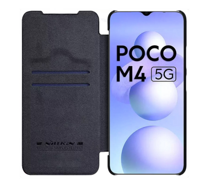 Usnjena preklopna torbica "QIN" za Xiaomi Poco M4 5G - črna – Nillkin