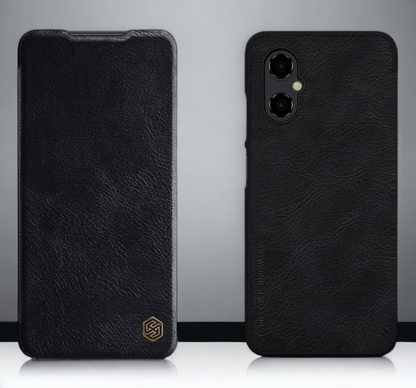 Usnjena preklopna torbica "QIN" za Xiaomi Poco M4 5G - črna – Nillkin