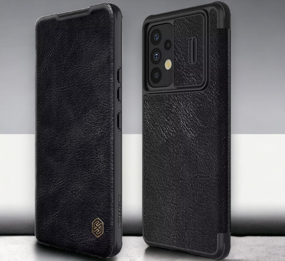 Usnjena preklopna torbica "QIN Pro" za Samsung Galaxy A73 5G - črna – Nillkin