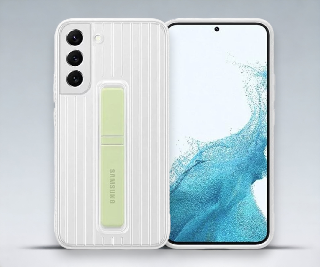 Original Samsung silikonski ovitek "Protective Standing" za Samsung Galaxy S22 Plus - bela – Bela / Silikon