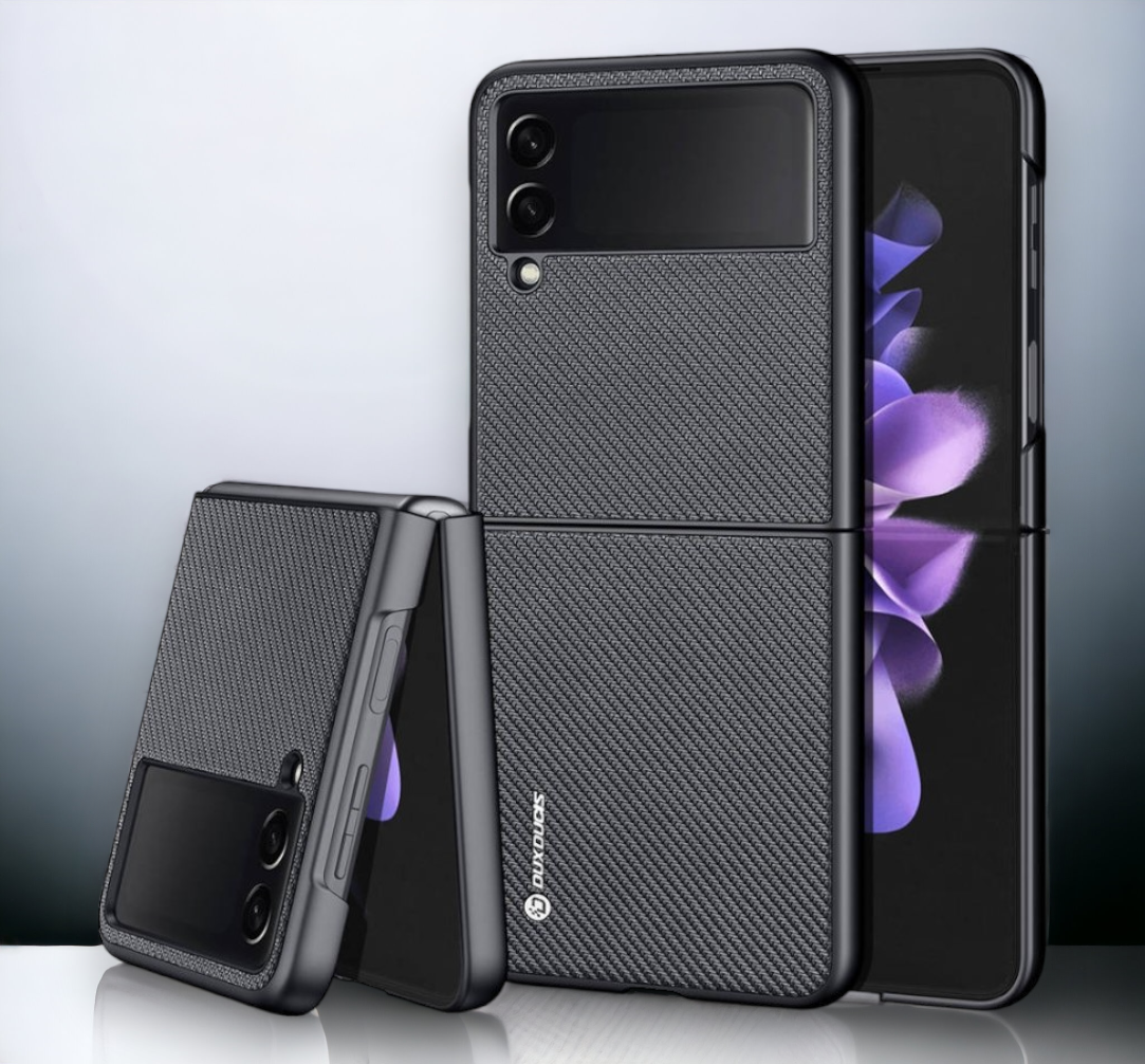 Premium ovitek "FINO" za Samsung Galaxy Z Flip3 5G - Črna – Dux Ducis – Črna / PU usnje + PC