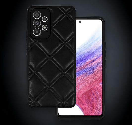 Silikonski ovitek "Checkered Leather 3D" za Samsung Galaxy A33 5G - črna – Infostyle – Črna / PU usnje + PC