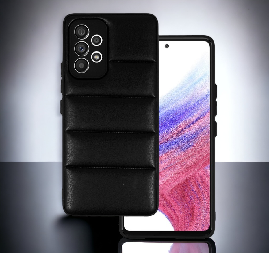 Silikonski ovitek "Striped Leather 3D" za Samsung Galaxy A53 5G - črna – Infostyle – Črna / PU usnje + PC
