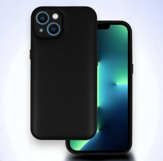 Silikonski ovitek "Smooth Leather 3D" za iPhone 14 - črna – Infostyle – Črna / PU usnje + PC