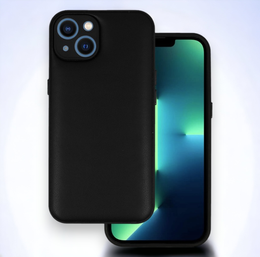 Silikonski ovitek "Smooth Leather 3D" za iPhone 14 Plus - črna – Infostyle – Črna / PU usnje + PC