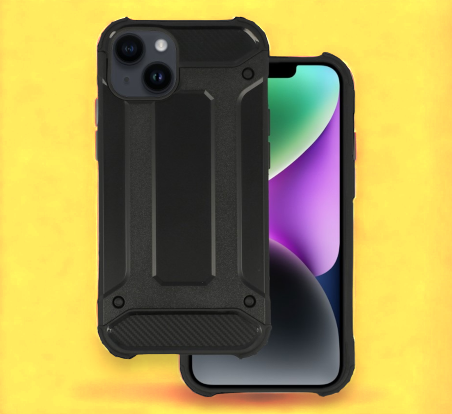 Silikonski ovitek "armor carbon" za iPhone 14 Plus/15 Plus - Črna – Infostyle – Črna / PC + TPU silikon