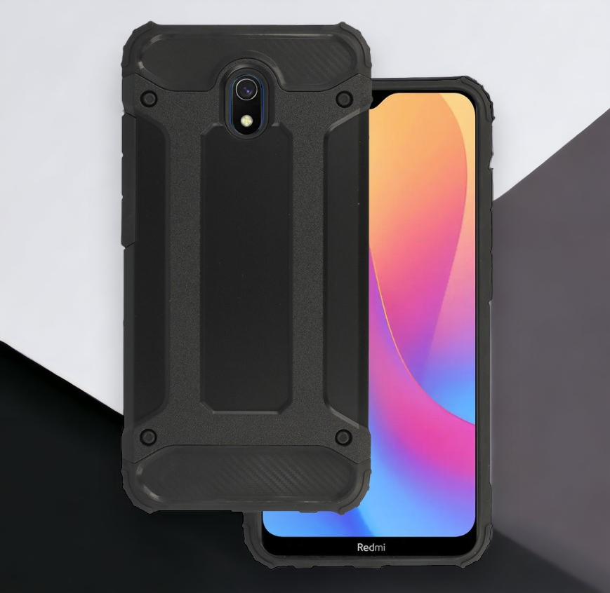 Silikonski ovitek "armor carbon" za Xiaomi Redmi 8A - Črna – Infostyle – Črna / PC + TPU silikon