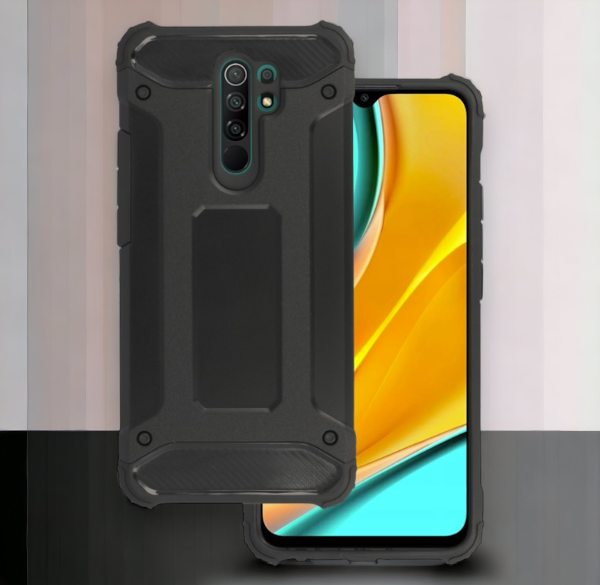 Silikonski ovitek "armor carbon" za Xiaomi Redmi 9 - Črna – Infostyle – Črna / PC + TPU silikon