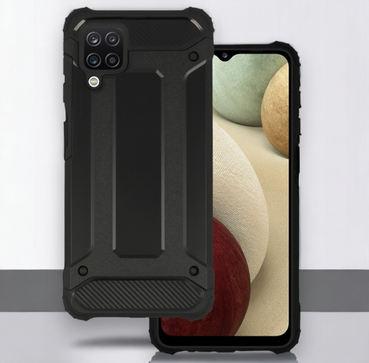 Silikonski ovitek "armor carbon" za Samsung Galaxy A12 - Črna – Infostyle – Črna / PC + TPU silikon