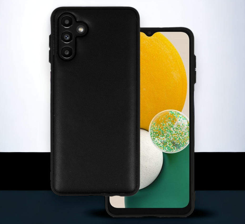 Silikonski ovitek "Smooth Leather 3D" za Samsung Galaxy A04s - črna – Infostyle – Črna / PU usnje + PC
