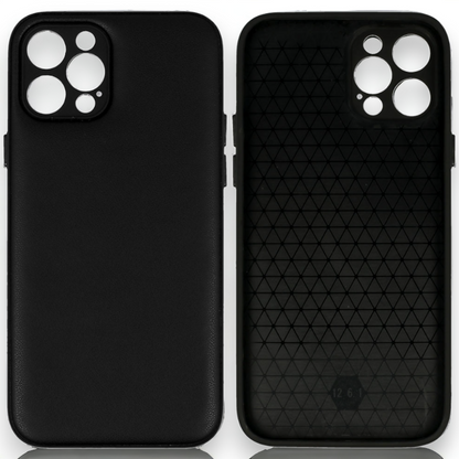 Silikonski ovitek "Smooth Leather 3D" za iPhone 13 Pro Max - črna – Infostyle