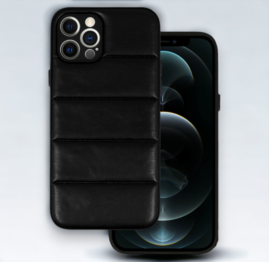 Silikonski ovitek "Striped Leather 3D" za iPhone 11 Pro - črna – Infostyle – Črna / PU usnje + PC