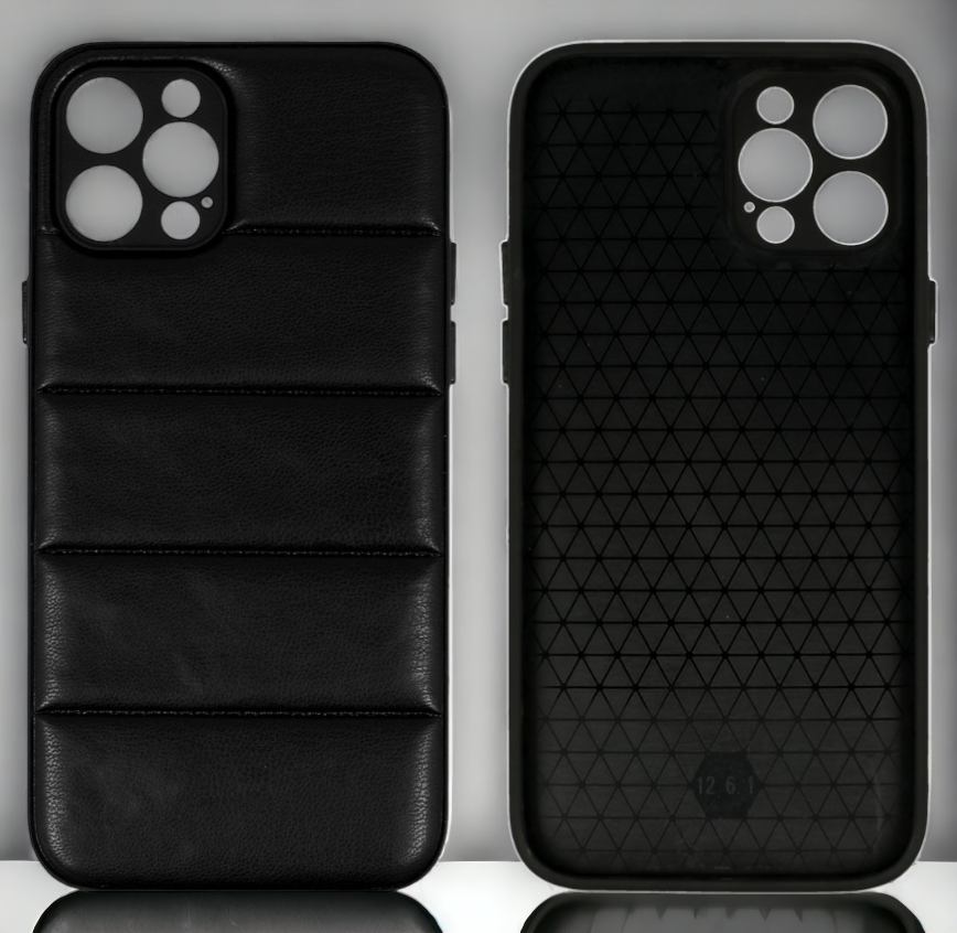 Silikonski ovitek "Striped Leather 3D" za iPhone 12 Pro - črna – Infostyle