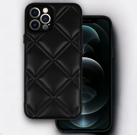 Silikonski ovitek "Checkered Leather 3D" za iPhone 11 Pro - črna – Infostyle – Črna / PU usnje + PC