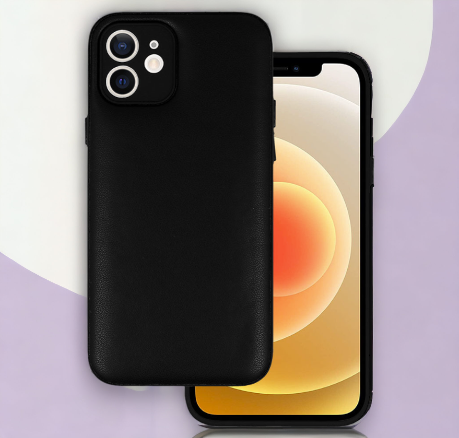 Silikonski ovitek "Smooth Leather 3D" za iPhone 12 - črna – Infostyle – Črna / PU usnje + PC