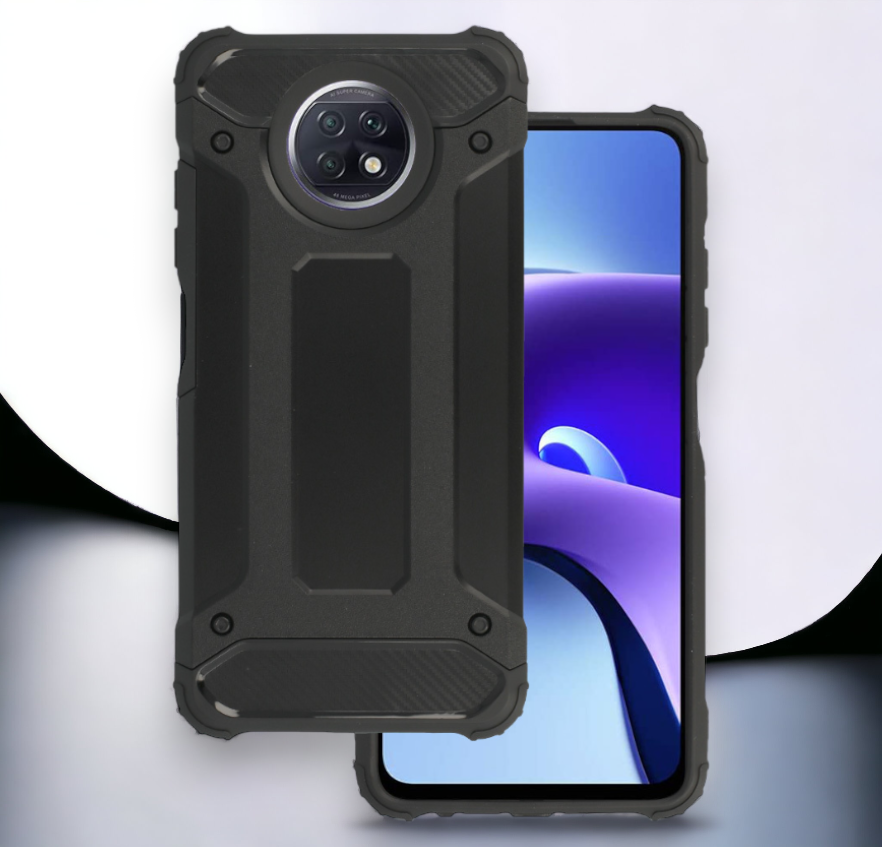 Silikonski ovitek "armor carbon" za Xiaomi Redmi Note 9T - Črna – Infostyle – Črna / PC + TPU silikon
