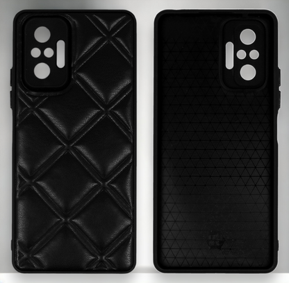 Silikonski ovitek "Checkered Leather 3D" za Xiaomi Redmi Note 10 Pro - črna – Infostyle