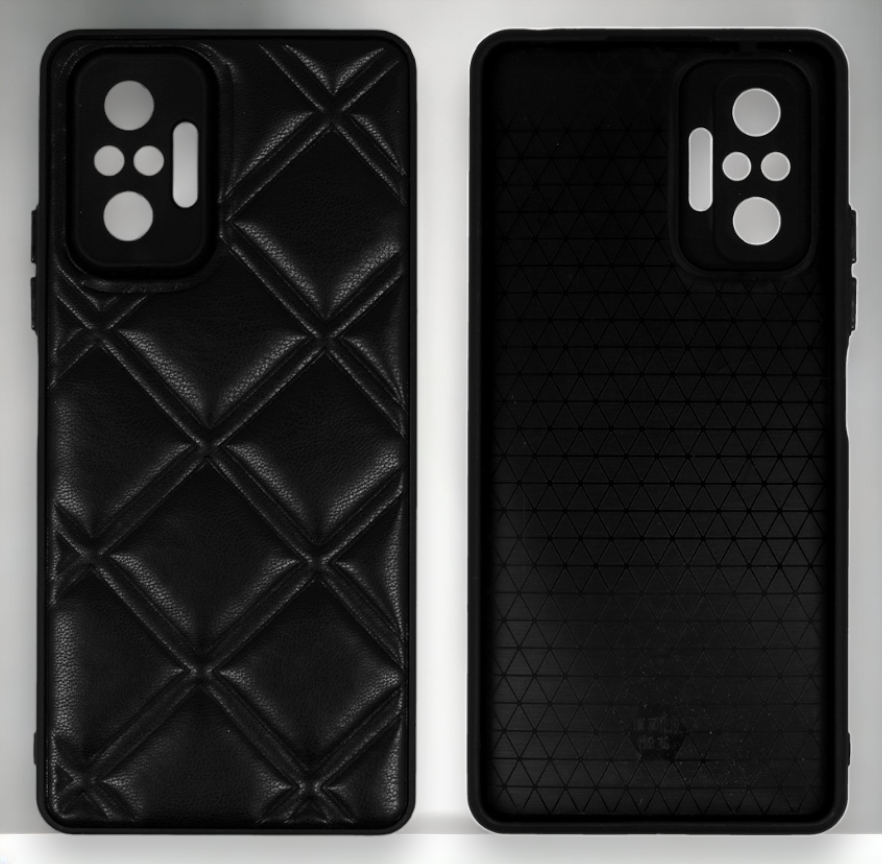 Silikonski ovitek "Checkered Leather 3D" za Xiaomi Redmi Note 10 Pro Max - črna – Infostyle
