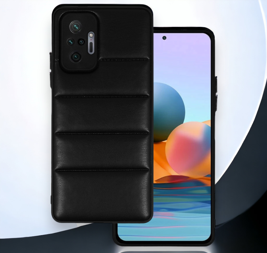 Silikonski ovitek "Striped Leather 3D" za Xiaomi Redmi Note 10 Pro - črna – Infostyle – Črna / PU usnje + PC