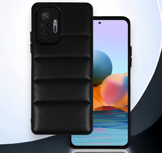 Silikonski ovitek "Striped Leather 3D" za Xiaomi Redmi Note 10 Pro - črna – Infostyle – Črna / PU usnje + PC