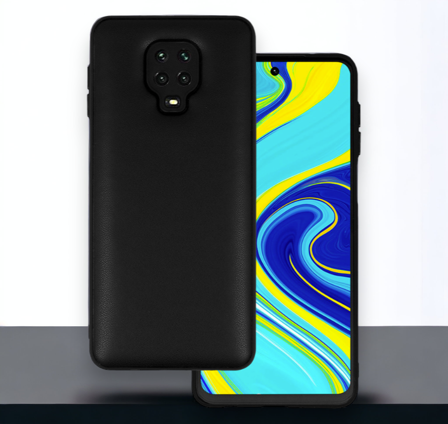 Silikonski ovitek "Smooth Leather 3D" za Xiaomi Redmi Note 9 Pro - črna – Infostyle – Črna / PU usnje + PC