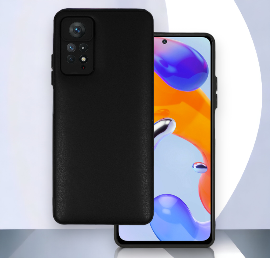 Silikonski ovitek "Smooth Leather 3D" za Xiaomi Redmi Note 11 Pro / Note 11 Pro 5G - črna – Infostyle – Črna / PU usnje 