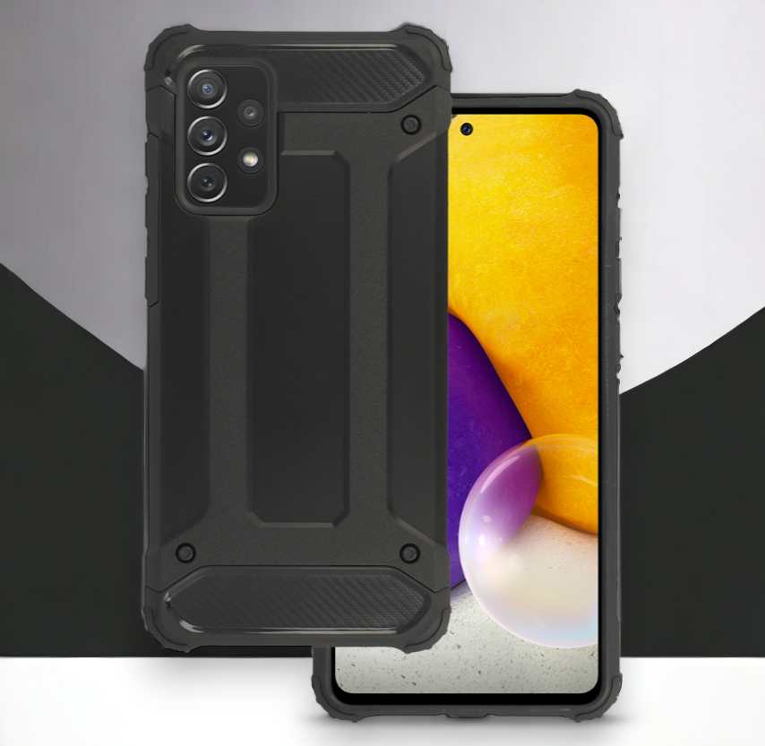 Silikonski ovitek "armor carbon" za Samsung Galaxy A72 4G/5G - Črna – Infostyle – Črna / PC + TPU silikon