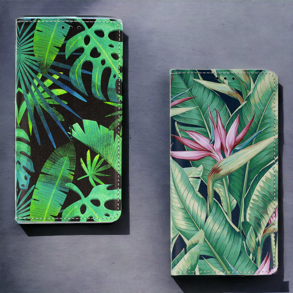 Preklopna torbica "flower" za Samsung Galaxy A20s – Infostyle – Temno zelena / Umetno usnje + TPU silikon