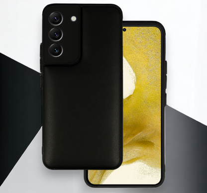 Silikonski ovitek "Smooth Leather 3D" za Samsung Galaxy S22 - črna – Infostyle – Črna / PU usnje + PC