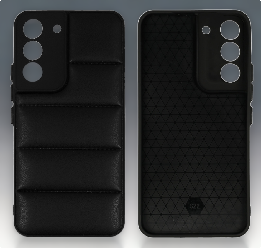Silikonski ovitek "Striped Leather 3D" za Samsung Galaxy S22 - črna – Infostyle
