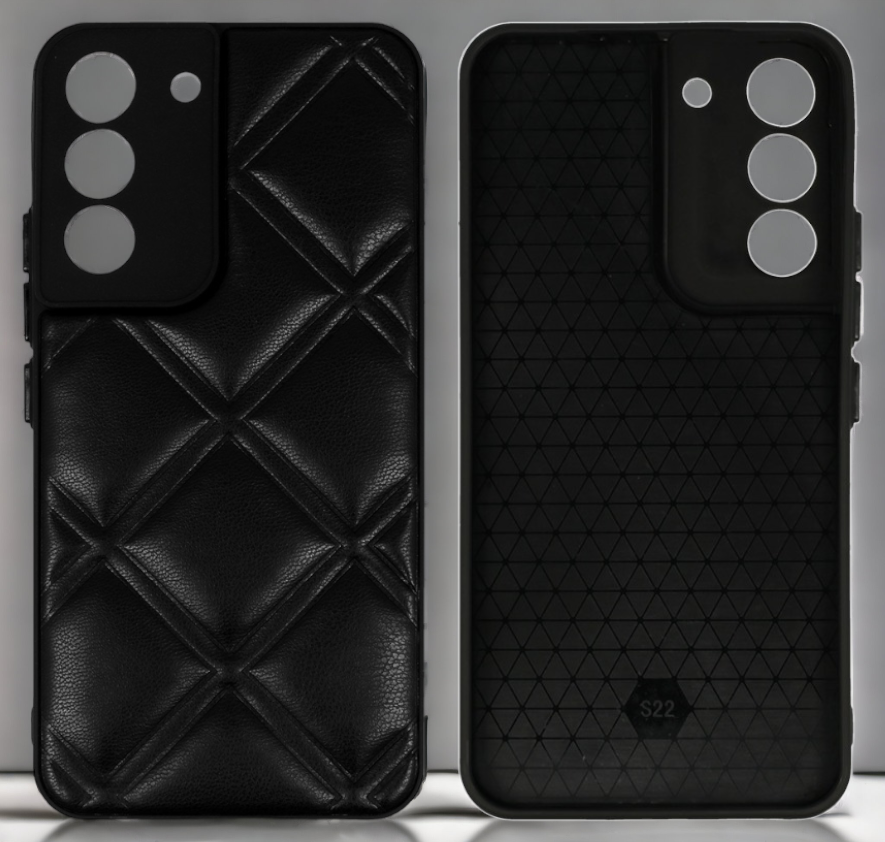 Silikonski ovitek "Checkered Leather 3D" za Samsung Galaxy S22 - črna – Infostyle